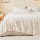 Ribbed King Size Blanket For Bed  108 x90  - Ultra-soft King 108 x90   Cream