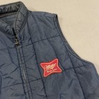 Vintage Miller High Life Vest Mens M Blue Quilted Nylon Insulated Beer Logo