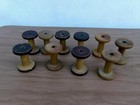 10 Antique Wooden Thread Spools Bobbin Spindles Industrial Textile Mill