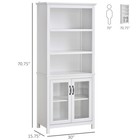 71  Freestanding Bookshelf Storage Cabinet Hutch W  Glass Doors  White