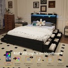 Queen-size Bed Frame With Storage Headboard And 12 Drawers With Led Lights