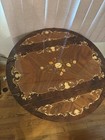 Vintage Italian Marquetry Inlaid Wood Serving Tea Or Bar Cart With Wheels