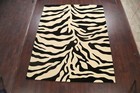 Zebra Animal Print Oriental Area Rug Hand-tufted Wool Ivory  Black Modern Carpet