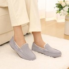 Women s Genuine Suede Moccasin Slippers Fluffy Cozy House Shoes With Soft Sol   
