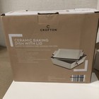 Crofton Square Ceramic Baking Dish With Lid White Black Trim  Oven Safe New