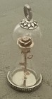 10kt And Sterling Enchanted Disney Belle Accent Rose In Glass Pendant