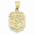 14k Solid Yellow Gold Saint Michael Medal Badge Charm  Pendant-  2  Grams