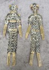 Pair Of Antique vintage Indonesian Bali Prosperity Coin Dolls 14 5  Man woman