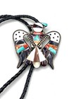 Vintage Zuni Multi-stone Inlay Thunderbird Bolo Tie Turquoise B c Shack