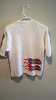 Vintage Novelty Shoes Short Sleeved Sweater - Susan Bristol Petites - P - White