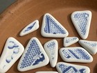 Tumbled Sea Glass Pottery Shards Blue white Transfer Lot 1839