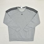 Adidas Men s Pullover Sweatshirt Crew Neck Long Sleeve Polyester Gray Size Xl