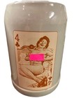 Vtg Mcm Pin Up Risque Girl Beer Stein Set Of Playing Card Mugs Man Cave