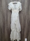 Antique Edwardian Sheer Lace Dress 1900s Wedding Gown Pearl Accent Rare Vtg as I