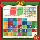 32 Boxed Christmas Gift Cards With Envelopes And Stickers  Assorted Designs Holi