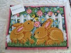 Completed Crafted Cute Bunnies Latch Hook Pillow Or Wall Hanging - 27  X 20 