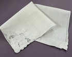 Vintage Hanky Delicate White Cutwork Embroidery Applique Linen Hand Roll   Hem