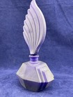 Cobalt Blue Glass With Frost Finish Perfume Bottle Czech 053121