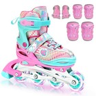 Adjustable Inline Skates For Kids   Girls  Light Up Wheels  Protective Gear Set 