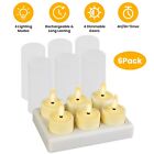 6pcs Rechargeable Flameless Flickering Led Candles Tea Lights With Timer Remote