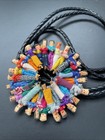 Guatemalan Handmade Worry Doll Wreath Bolo Folk Art Multicolor Vintage