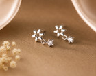 925 Sterling Silver Daisy Flower Cz Drop Stud Earrings Women Hypoallergenic