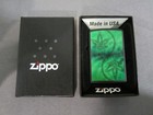 Zippo Lighter 218 Subtle Leaf Green Black Matte Finish