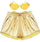 Girls Gold Metallic Shorts Athletic Gymnastics Sparkly Dance Shorts Size 10t