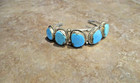 Eye Catching     Vintage Navajo Sterling Silver Five Turquoise Bracelet