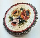 Beautiful Vintage Italian Micro Mosaic Flower Floral Brooch Pin
