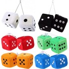 2pcs Fuzzy Dice Car Hanging Ornament Rear View Mirror Decor Plush Dice