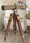 Nautical Vintage Antique Decorative Solid Brass Telescope W   Wooden Tripod Gift