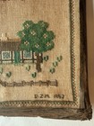 Vintage 1952 Denmark Copenhagen Embroidered Map Sampler Framed Folk Art 20 5   