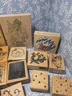 Lot Of 40 Miscellaneous Wood Mounted Rubber Stamps Christmas Bears Birds   More
