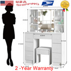 Makeup Table Vanity Set 10 Led Lighted Mirror 7 Drawers Dressing Table For Gifts