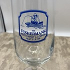 The Fishermans Restaurant Glass Footed Stemmed Bar Glasses Logo Vintage Barware