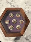 Vtg Japanese Satsuma 7 Immortals Buttons Porcelain Handpainted In Case W bonus 