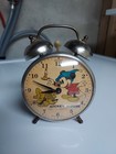 Vtg Early 1960s Mickey Mouse W  Pluto Wind-up Alarm Clock By Bradley Made In Usa