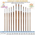 12pcs Artist Paint Brushes Set Professional Brush Wooden Oil Acrylic Watercolour
