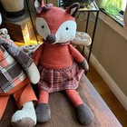 Plush Fox Pair Decor Bean Bag Bottom Shelf Sitter Two Foxes Door Stops 18    21   