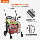 Folding Shopping Cart  Jumbo Grocery Cart With Double Baskets  360   Swivel Wheel