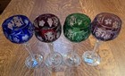 Set Of 4 Vintage Hungarian Crystal Clear Industries Cut  Glass Wine Glasses