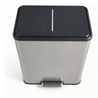 60l 16 Gallon Dual Compartment Kitchen Trash Can  Rectangular Stainless Steel 