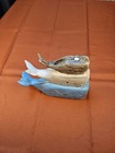 Stacked Whale  Distressed Painted Whale Decor  Resin Whale