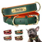 Soft Leather Personalized Dog Collar Id Tag Engraved For Small Medium Large Dogs