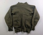 Vintage 1950s Us Army High Neck Henley Mens Small Olive Green Thick Wool Sweater