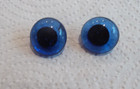 2 X Pairs 16  17mm Hooped Blue Glass Teddy Eyes
