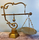 Antique Tuscan Brass Balance Scale Counterweight Market Apothecary Scale
