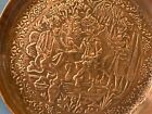 Antique Persian Hammered Repousse Copper Plate Historic Mid Eastern Scene 8 