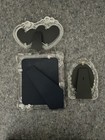 Vtg Mikasa Crystal Frosted Glass Floral Picture Frames Heart Oval Square Germany